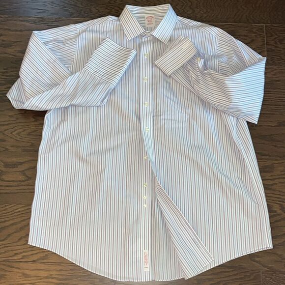 Brooks Brothers French Cuff Blue & Purple Non Iron Classic Dress Shirt Supima - Picture 3 of 3